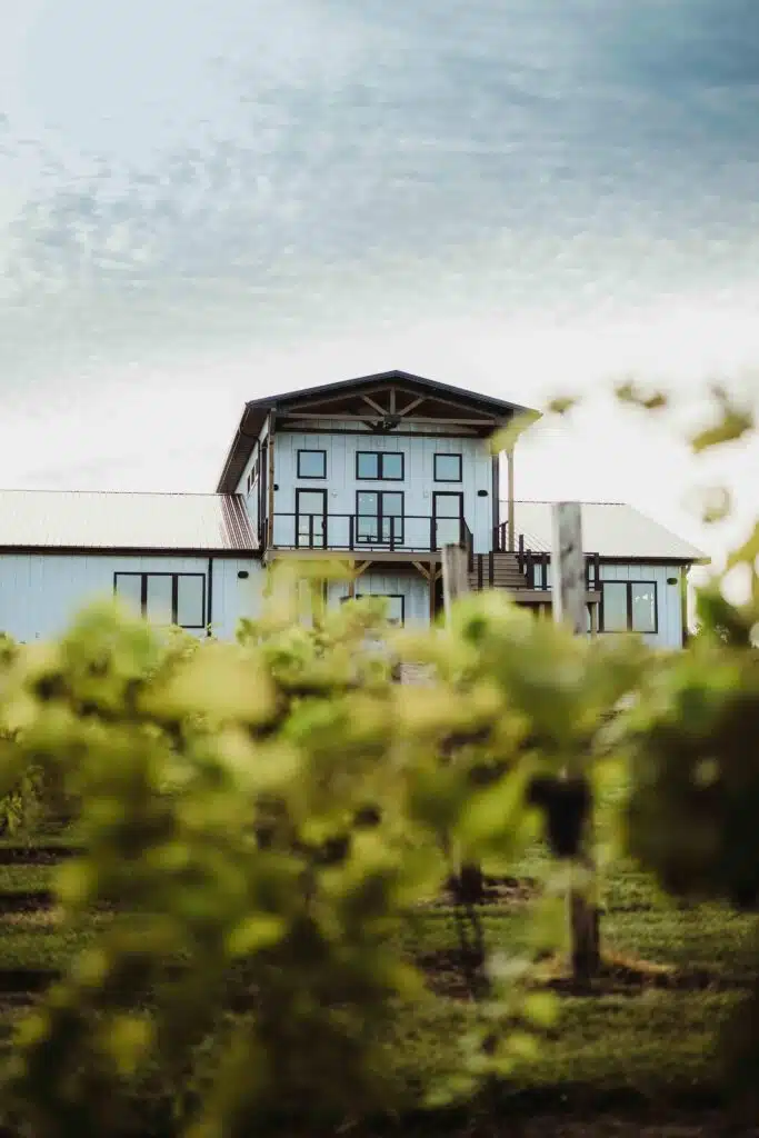 An image of the outside of the winery to mark the grand opening celebrations of the Timber Hill Winery relocation.