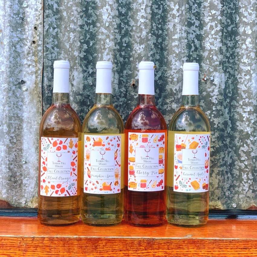 Four bottles of red, rose, and white wine part of the Fall Collection.
