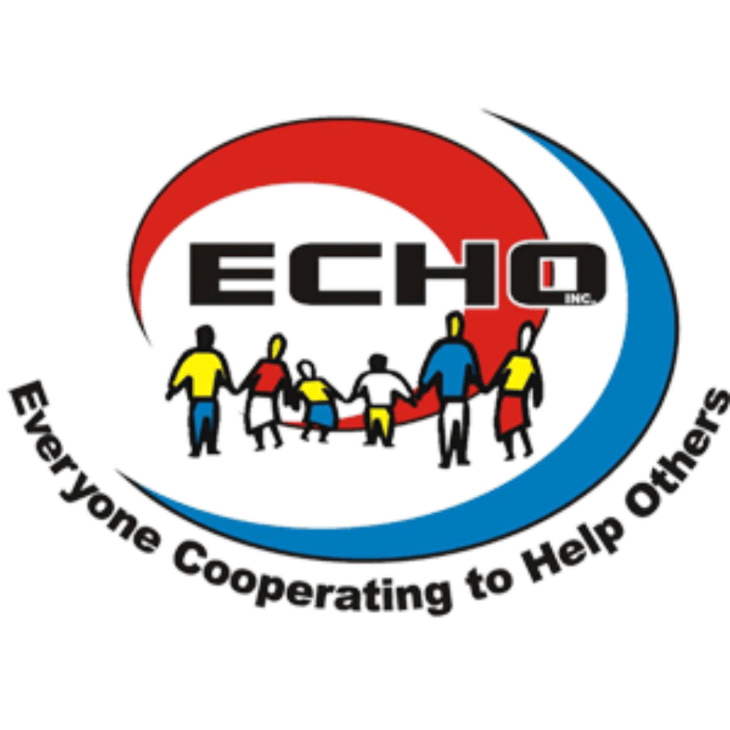 March 2024 Wineo Bingo is in support of ECHO, whose logo contains vectors of people holding hands.
