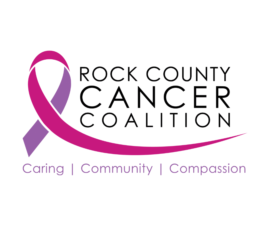 April 2024 wineo bingo supports Rock County Cancer Coalition and their logo along with a cancer ribbon is featured in pink.